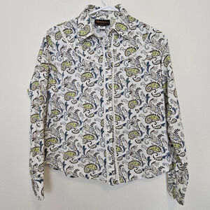 Ariat Women's Medium Pearl Snap Paisley Button Up Lace Western Cowgirl Rodeo